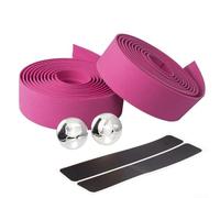 Cinta antideslizante para manillar de bicicleta con esponja para absorción de golpes, juego completo con cintas de acabado de extremo de barra (rosa)