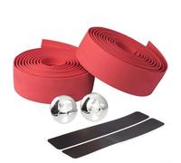 Cinta antideslizante para manillar de bicicleta, esponja de absorción de impactos con acabado de extremo de barra para bicicletas de carretera y ciclismo (rojo)