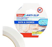 Cinta antideslizante Tesa® para baño y ducha, transparente, 5 m x 25 mm, ideal cinta antideslizante para baño, bañeras, escaleras, protección antideslizante, resistente al agua, resistente a los
