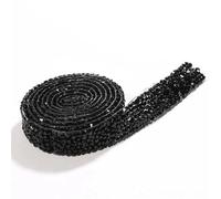 Cinta autoadhesiva con pedrería de cristal, Cintas de diamantes autoadhesivas con borde cristal, 5 yardas, multicolor, varios anchos(Black,Width 3cm)