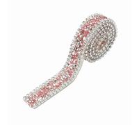 Cinta autoadhesiva de diamantes de imitación de cristal de 1 yarda, rollo de malla de diamante de 15 mm, cinta decorativa para manualidades, joyería, ropa, bricolaje (rosa verdadero)