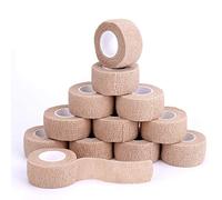 Cinta autoadhesiva elástica para primeros auxilios para muñecas, esguinces de tobillo, hinchazón, 6 paquetes de 1 pulgada x 5 yardas, 1 Inch 12pack, Beige, 12