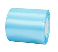 Cinta azul cielo de 100 mm para envolver regalos, cinta de satén de doble cara de 22 m de cinta de poliéster negro para globos, cinta gruesa para manualidades, Navidad, San Valentín, ramos, decoración