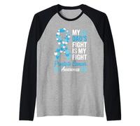 Cinta Azul de concientización sobre el cáncer de próstata de mi papá Camiseta Manga Raglan