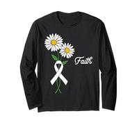 Cinta Blanca de concienciación del Mes de los sobrevivientes del cáncer de pulmón de la fe Manga Larga