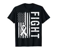 Cinta Blanca de concienciación del Mes del cáncer de pulmón con la Bandera de Estados Unidos Camiseta