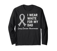 Cinta Blanca de concienciación del Mes del cáncer de pulmón con Texto Wear White For Dad Manga Larga