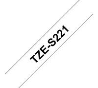 Cinta Brother Laminada TZ 9mm Extra Fuerte Adhesivo Alta Resistencia 8m Negro sobre Blanco