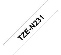 Cinta Brother TZ TZE-N231 Negro sobre Blanco 12mm Transferencia Térmica No Laminada