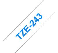 Cinta Brother TZe-243 Azul sobre blanco 18 mm x 8 m laminada para rotuladora