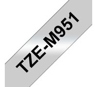Cinta Brother TZE-M951 negro sobre plata, 24mm, 8m, compatible TZ/TZe