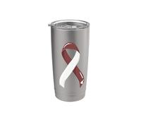 Cinta Cáncer Cuello Cabeza Blanco Borgoña Survivor Fighter Vaso térmico de acero inoxidable de doble pared