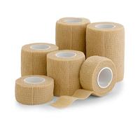 Cinta cohesiva auto adherente, Paquete de 1" 2" 3" x 5 yardas, rollos de vendaje autoadhesivos y envoltura deportiva para tobillos, muñecas, esguinces de rodilla e inflamación, color piel ligero.