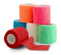 Cinta cohesiva auto adherente, Paquete de 6. 2 "x 5 yardas, rollos de vendaje autoadhesivos y envoltura deportiva para tobillos, muñecas, esguinces de rodilla e inflamación, en colores variados