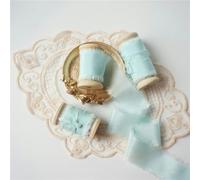 Cinta con bordes deshilachados de seda pura estilo Ins con carrete de madera Estilo Ins para tarjetas de promesa Embalaje Silk Ribbon-Lc001-35mmX5mts