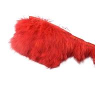 Cinta con flecos de plumas, Adorno de plumas de marabú multicolor de 5 metros for hacer adornos y boa de joyería(Red)