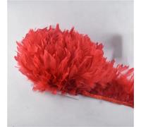 Cinta con flecos de plumas, Cinta con flecos de plumas de pavo de 10 metros, adorno de plumas teñidas multicolor de 5-6 pulgadas(Red)