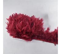 Cinta con flecos de plumas, Cinta con flecos de plumas de pavo de 10 metros, adorno de plumas teñidas multicolor de 5-6 pulgadas(Wine Red)