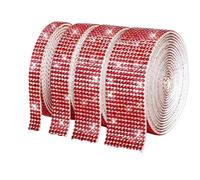 Cinta con pedrería 1 yarda autoadhesiva pegatina de diamantes imitación cinta cristal DIY for ropa zapatos coche teléfono decoración del hogar(Red,L)