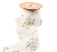 Cinta con ribete de encaje, Cinta estampada de encaje algodón 25 mm/48 mm 10 yardas Multicolor(B-Khaki,48mm-10yards)