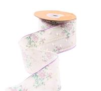 Cinta con ribete de encaje, Cinta estampada de encaje algodón 25 mm/48 mm 10 yardas Multicolor(B-Purple,25mm-10yards)