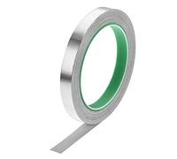 Cinta conductora, cinta de aluminio 25 mm for altas temperaturas, for sistemas climatización (HVAC), sellado y reparación conductos aire frío caliente, adhesivo, 20 m / 65 pies(12mm)