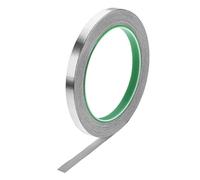 Cinta conductora, cinta de aluminio 25 mm for altas temperaturas, for sistemas climatización (HVAC), sellado y reparación conductos aire frío caliente, adhesivo, 20 m / 65 pies(8mm)