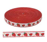 Cinta de 50 yardas: cinta bordada de jacquard tejida en rojo y blanco con delicado borde de encaje para accesorios para el cabello, envolturas y manualidades de moda (1, 5 cm de ancho)