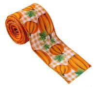 Cinta de Acción de Gracias, 2.5 pulgadas × 5 yardas, lazo de calabaza a cuadros de temporada de cosecha, alambre incrustado para dar forma, decoración festiva fácil de atar, decoración navideña para