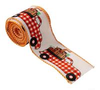 Cinta de Acción de Gracias con alambre para manualidades con cuadros de calabaza naranja, para decoración del hogar de otoño, lazo de temporada de cosecha, para suministros de corona de bricolaje y