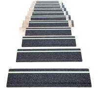 Cinta de agarre antideslizante luminosa para peldaños de escalera, paquete de 5, tiras de seguridad negras que brillan en la oscuridad para la terraza del hogar para rampa, 10 x 60 cm cada una
