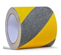 Cinta de Agarre de Seguridad Antideslizante de 10cm x 5m Escaleras, Antideslizante, Banda de Rodadura de Alta Tracción, Fuerte Agarre, Adhesivo Abrasivo, Cinta de Precaución de Peligro, Negro/Amarillo