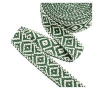 Cinta de algodón 25 mm for bolsas, 2, 4, 8 o 10 metros, cinta jacquard, decorativa for coser, al bies, ribetes Cinta Jacquard Vintage(Green,25mm-10Meters)