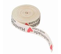 Cinta de algodón de 5 yardas, etiquetas hechas a mano de costura de cintas de costura con cintas de colla para envolturas, decoración del hogar, decoración floral (corazón rojo hecho a mano)