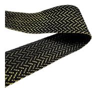 Cinta de algodón hilo dorado 1 metro, Material costura cinta fino suave 40mm ancho for bolsa, correa, cinturón, ropa DIY, decoración artesanal para Costura de Punto, Manualidades(Gold Black)