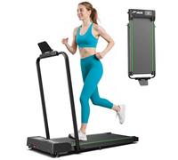 Cinta de Andar Plegable, Cinta de Correr Plegable Hogar 2 en 1, 1-10 km/h Walking Pad con Control Remoto y Pantalla LED, 2.5 HP Cinta de Correr Escritorio para Oficina y Casa, 120 kg (Verde)
