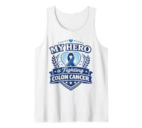 Cinta de Apoyo Azul de la Familia del héroe de la Conciencia del cáncer de Colon Camiseta sin Mangas