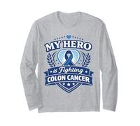 Cinta de Apoyo Azul de la Familia del héroe de la Conciencia del cáncer de Colon Manga Larga