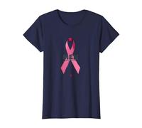 Cinta de Apoyo para la concientización de los Hombres contra el cáncer de Mama Camiseta, Mujer, Azul Marino, S