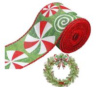 Cinta de árbol de vacaciones - Garland de patrones de dulces, arpillera envolvente con cable | Rollo de cinta decorativa de 5 yardas, tira de suministro de artesanía para envasado de regalos de tempor