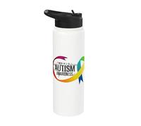 Cinta de arco iris de concienciación mundial sobre el autismo elige bondad abril Stainless Steel Insulated Water Bottle