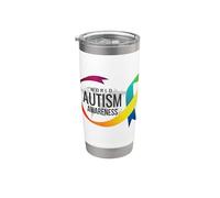 Cinta de arco iris de concienciación mundial sobre el autismo elige bondad abril Vaso térmico de acero inoxidable de doble pared