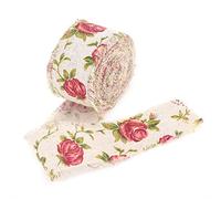 Cinta de Arpillera de Flores de Rosas Impresas, Cinta de Tela de Arpillera de Yute para Envolver Fiestas de Boda y Decoración del Hogar, 11 Yardas de Largo, 5cm de Ancho