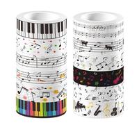 Cinta de arte decorativa, rollos temáticos de música, suministros de manualidades, papel adhesivo fácil de aplicar, acento de papel de regalo para álbumes de recortes, herramienta de decoración del