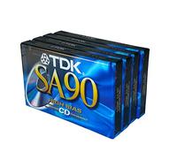 Cinta de Audio Cassette 90 Minutos TDK SA-90 (4 Unidades)