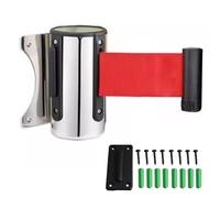 Cinta de barrera retráctil, Barrera de pared con cinturón rojo 6,5/9,8/16,4/32 pies for control multitudes, ideal for supermercados, restaurantes, tiendas minoristas y oficinas(3M/9.8FT)