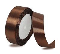 Cinta de café de 20 mm x 23 metros, cintas de tela de satén café para envolver regalos, manualidades, lazos para el pelo, ramos de floristería, globos, proyectos de costura, decoración de tartas de