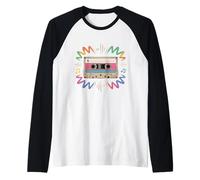 Cinta de Casete de Audio Vintage Rainbow Vibes 80s 90s 1 Camiseta Manga Raglan