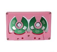 Cinta de casete en blanco con marco de metal de doble cara con capacidad de grabación de 50 minutos para entusiastas del audio y archivistas (rosa + verde)