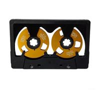 Cinta de casete en blanco de metal de doble cara, grabación de 50 minutos, banda base tipo I, compacta de 13 x 8 x 3 cm con funda protectora (negro + dorado)